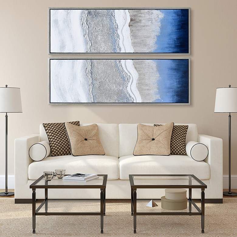 Image 1 Sand Art 60"H Metallic 2-Piece Framed Canvas Wall Art Set in scene