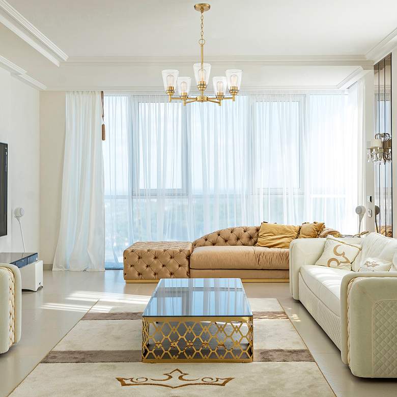 Image 1 Westin 24" Wide Brushed Gold 5-Light Chandelier in scene