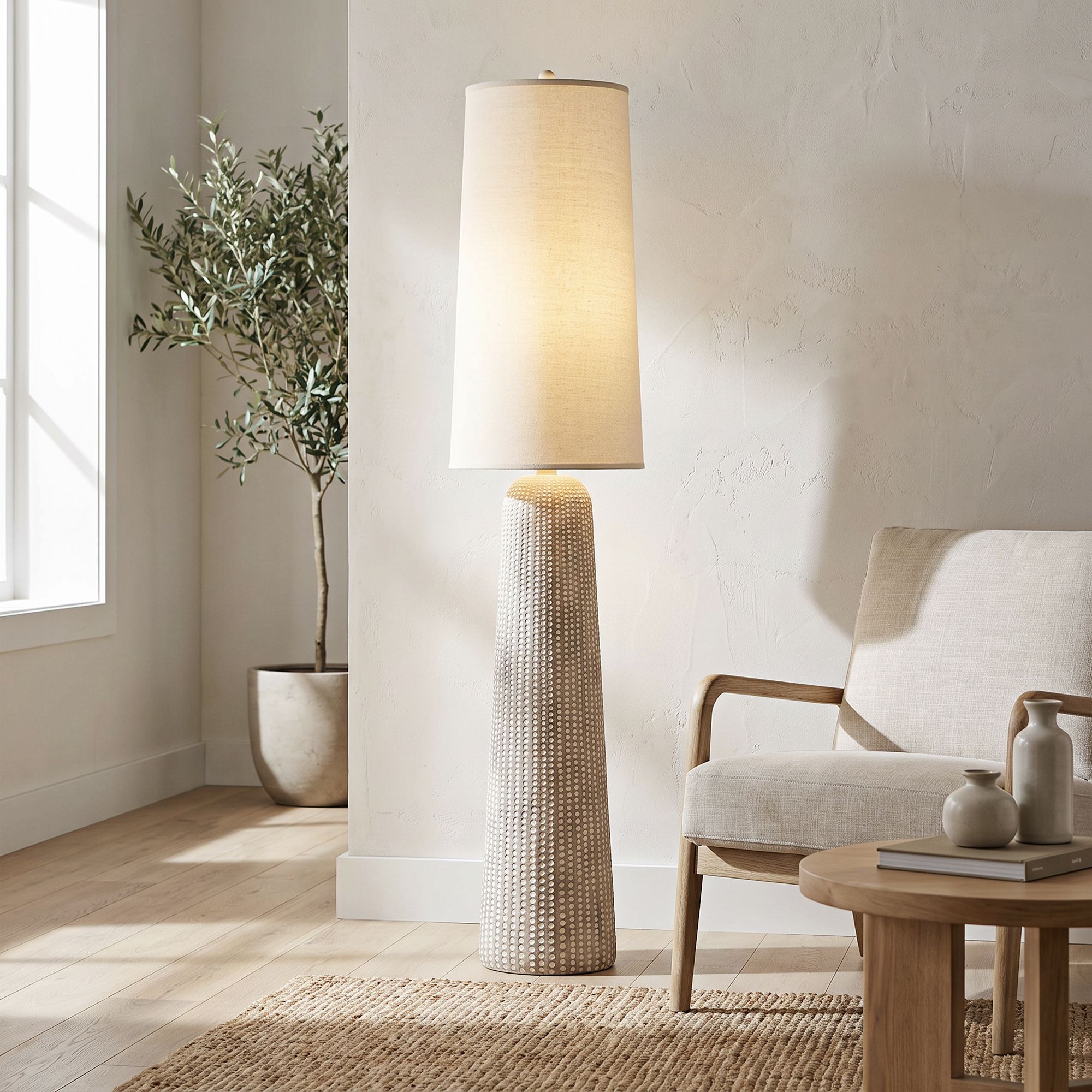 Image 1 Regency Hill Leisa 65 1/2" Sand Finish Modern Floor Lamp in scene