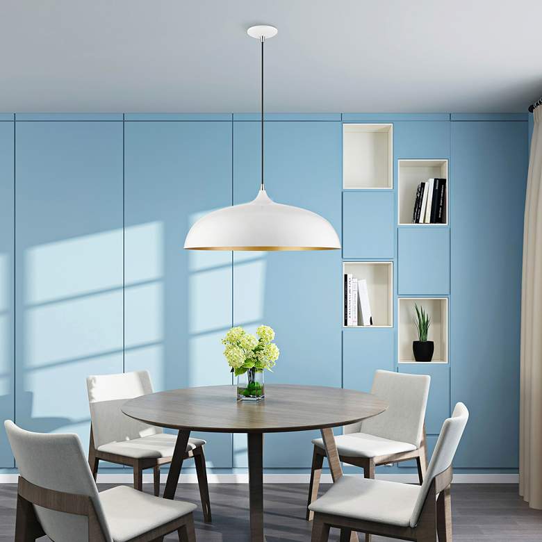 Image 1 Livex Amador 23 3/4" Wide Shiny White Dome Pendant Light in scene