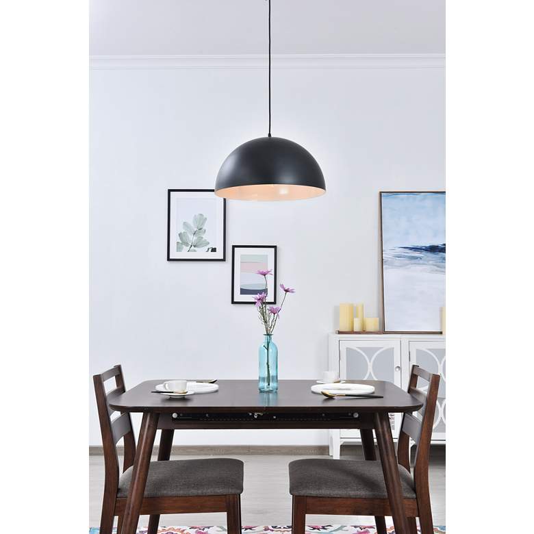 Image 1 Forte 15 3/4" Wide Black Dome Pendant Light in scene