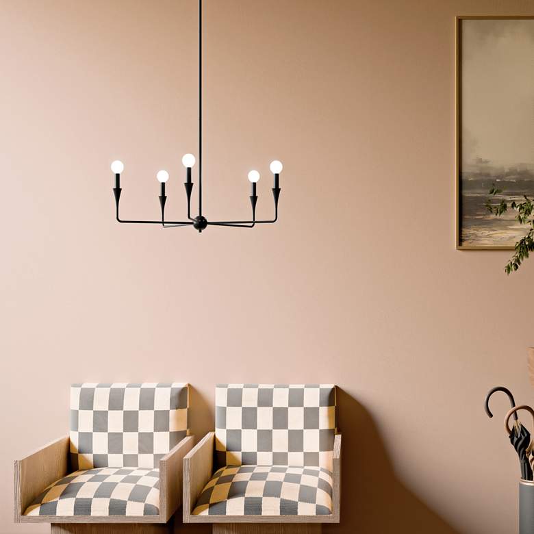 Image 1 Kichler Alvaro 30 1/4" Wide Black 5-Light Chandelier in scene