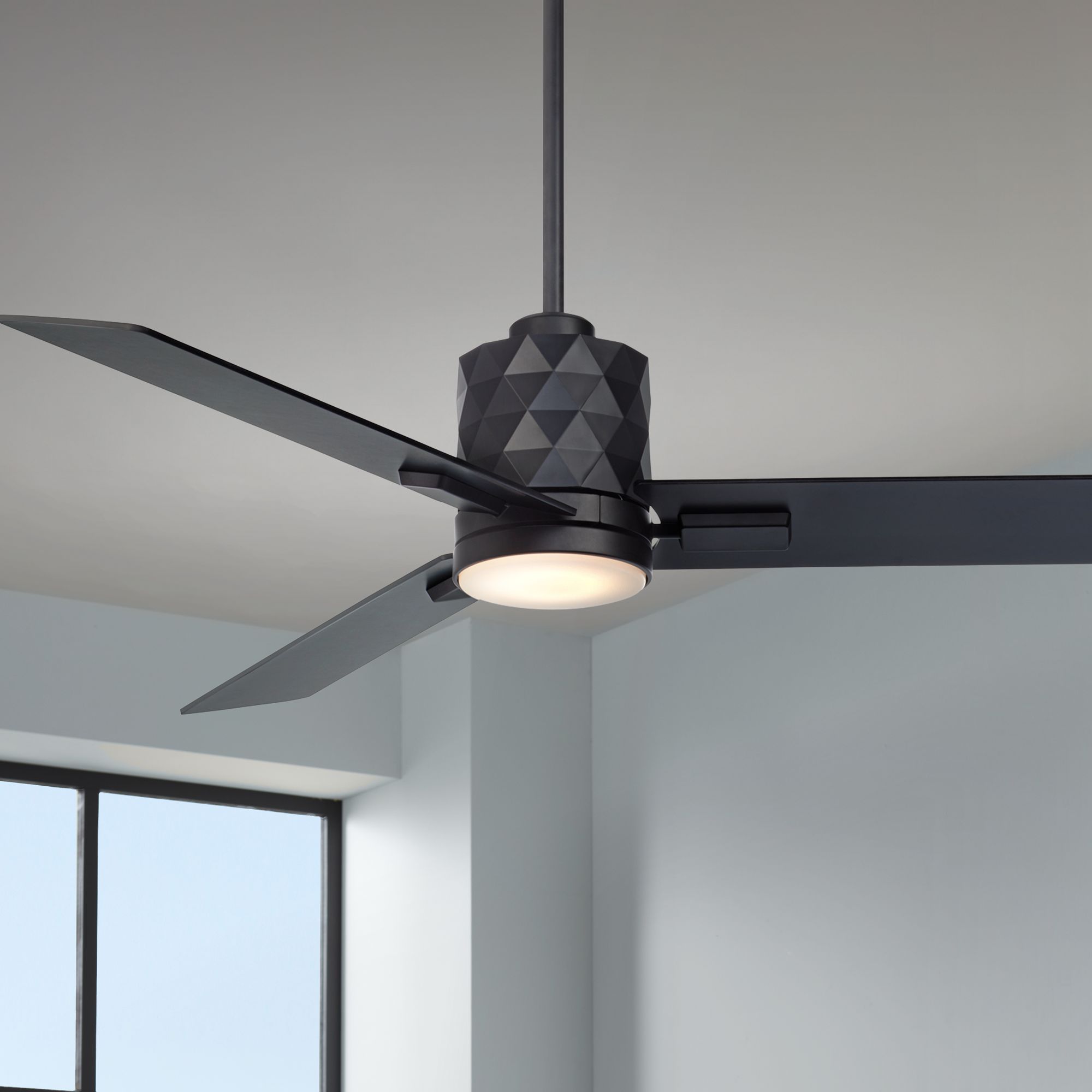 Image 1 54" Casa Vieja Lex Matte Black LED Ceiling Fan with Remote in scene