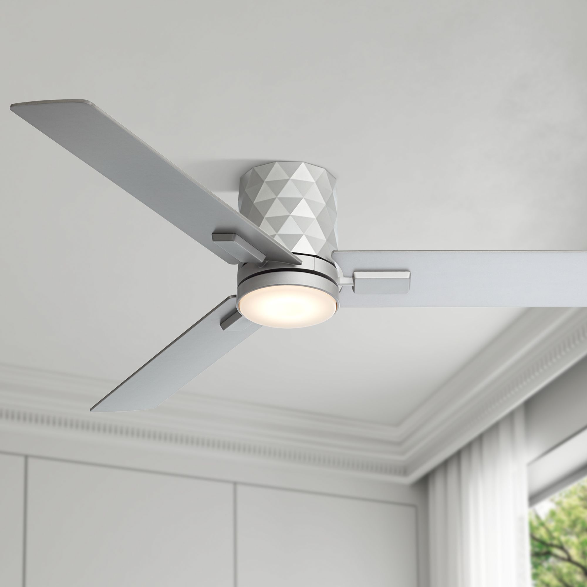Image 1 54" Casa Vieja Lex Silver LED Hugger Ceiling Fan with Remote in scene