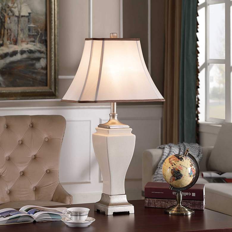 Image 1 Anderson Cream Crackle Ceramic Table Lamp in scene