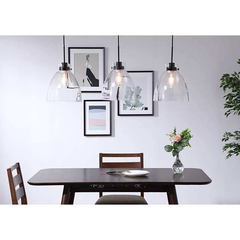 Image 1 Frey 42 3/4" Wide Black 3-Light Linear Pendant in scene