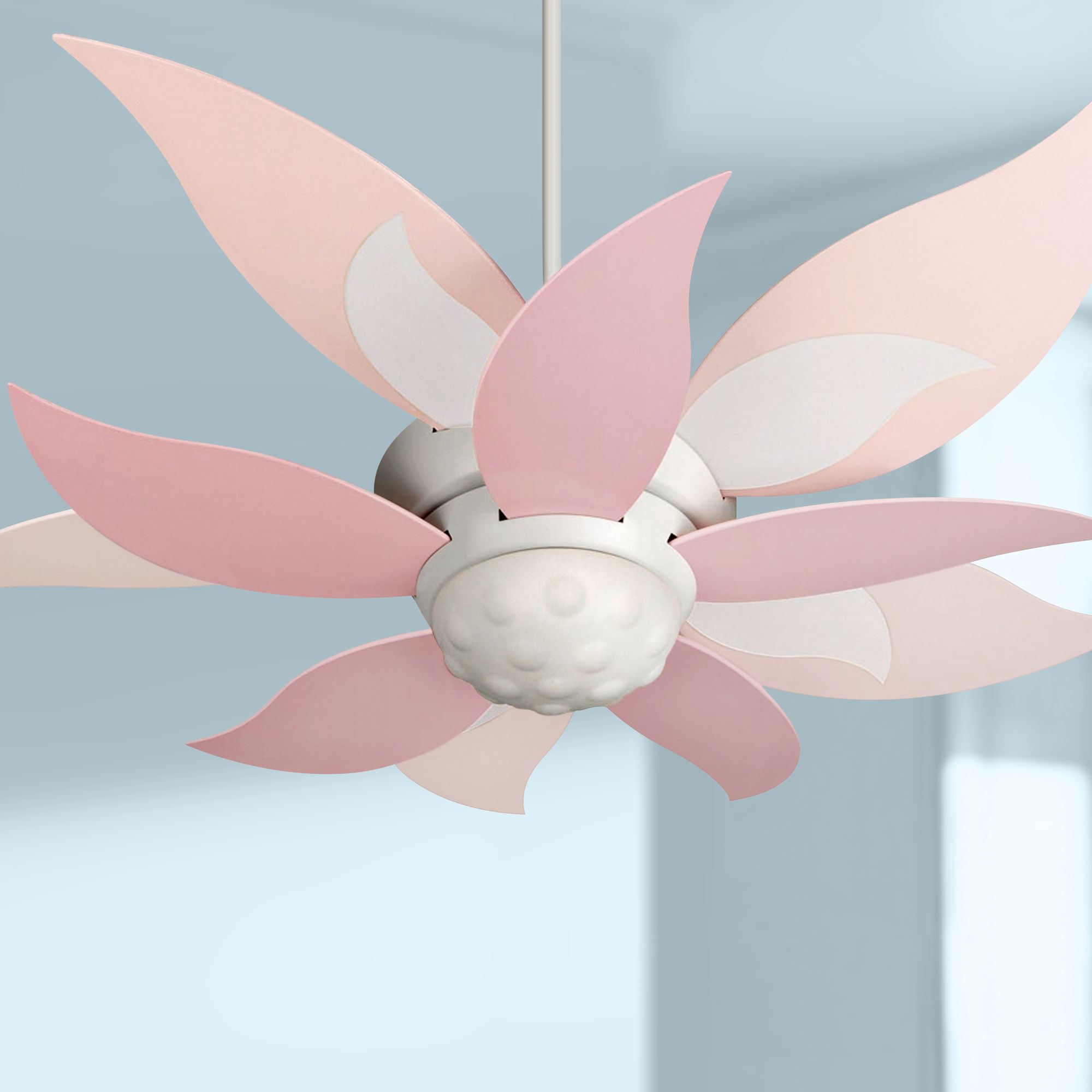 52 Craftmade Bloom Pink And White Ceiling Fan With Light