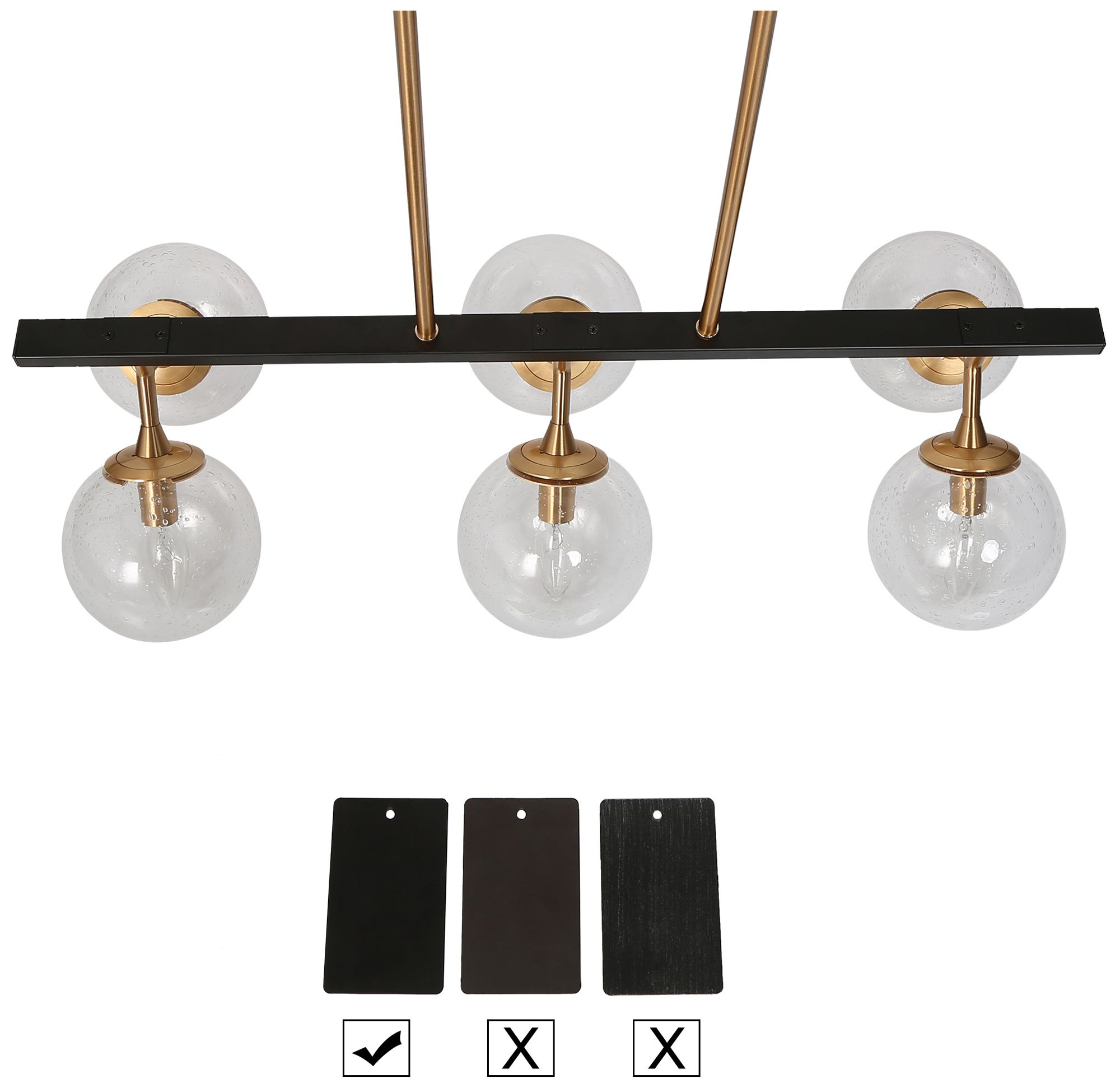 Image 3 28.5" Wide Black and Brass 6-Light Chandelier with Seeded Glass Shades more views