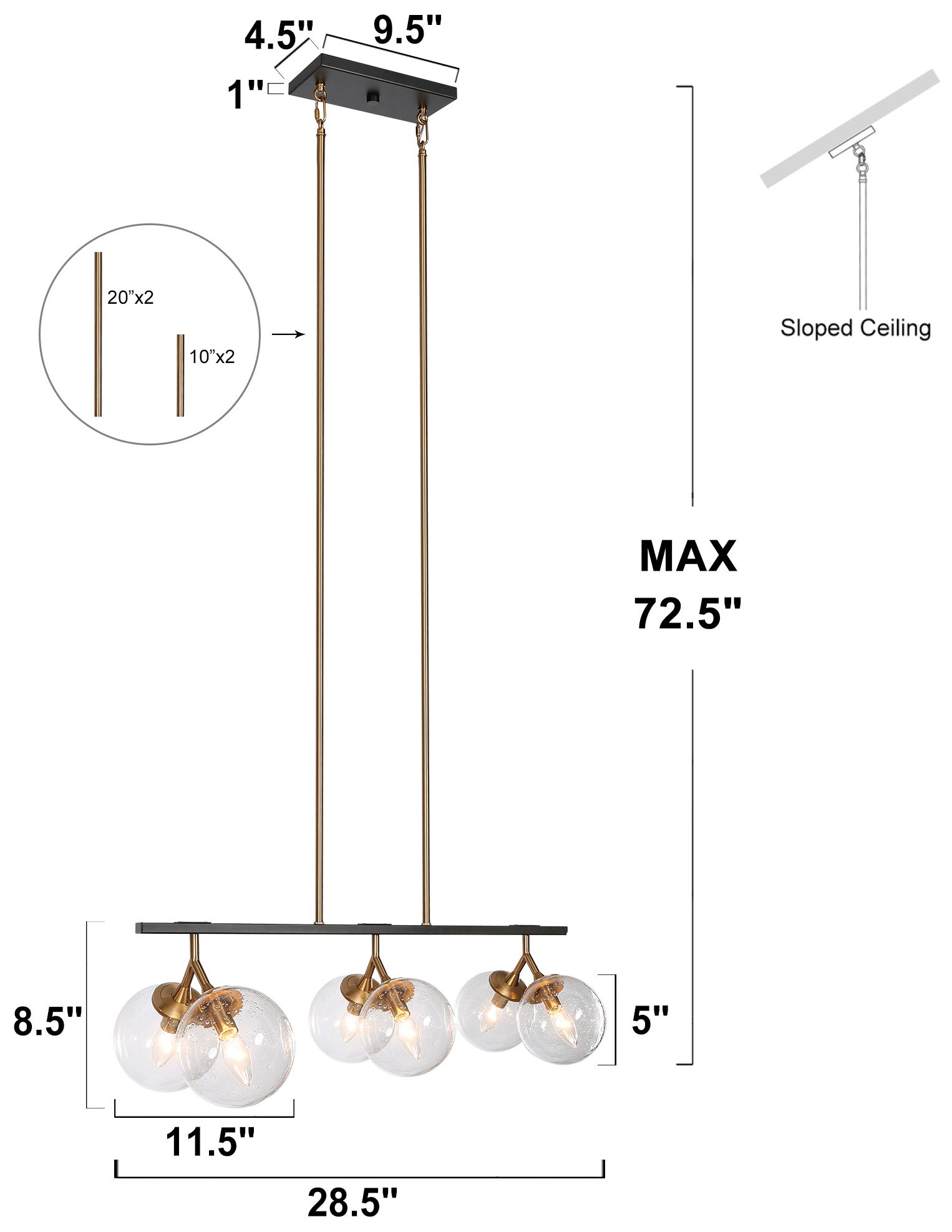Image 4 28.5" Wide Black and Brass 6-Light Chandelier with Seeded Glass Shades more views