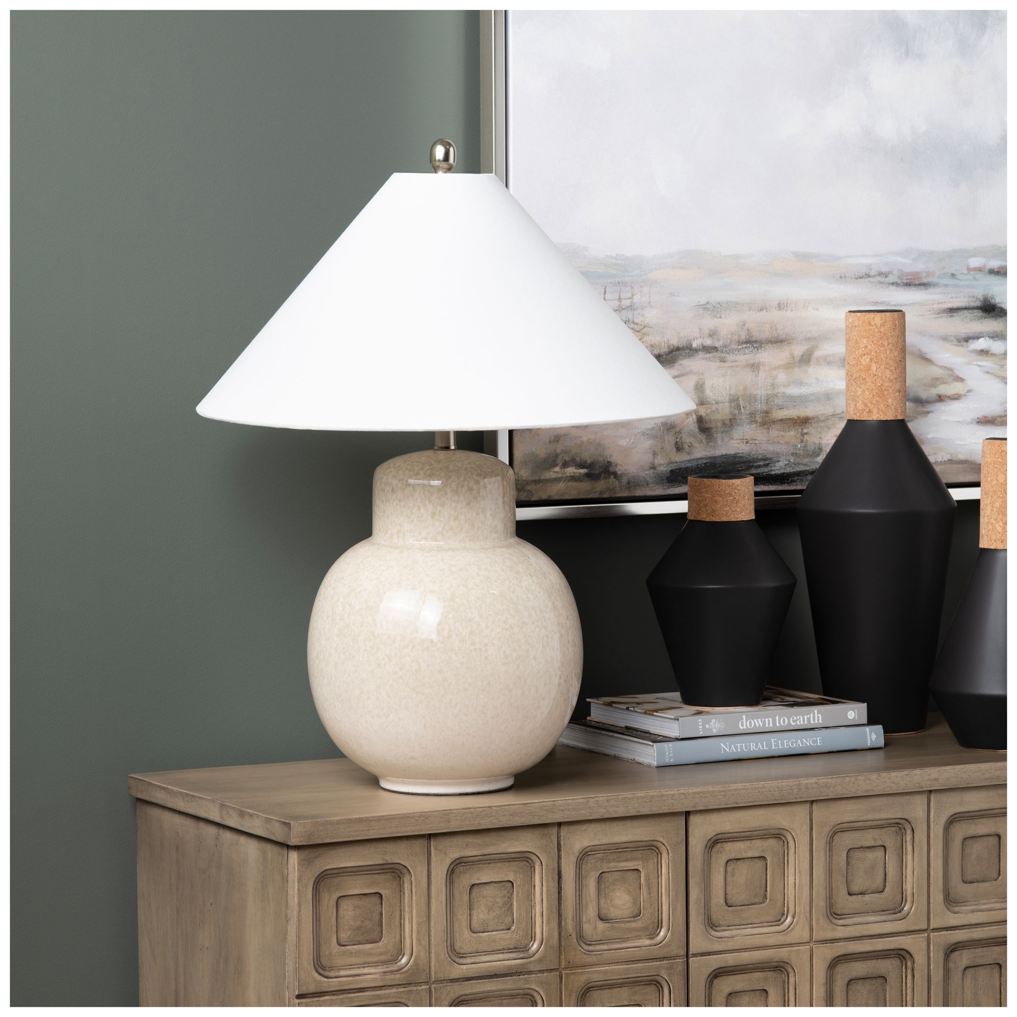 Image 4 28"H Coolie Tan Ceramic Table Lamp with more views