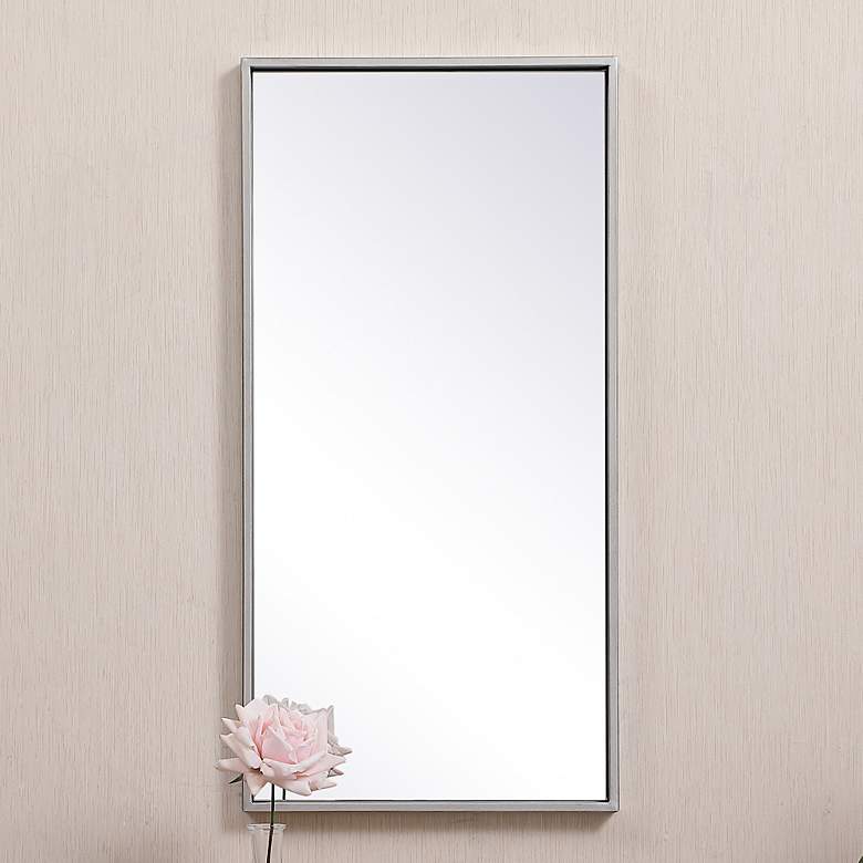 Image 1 28-in W x 14-in H Metal Frame Rectangle Wall Mirror in Silver