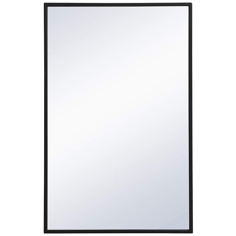 Image 1 28-in W x 18-in H Metal Frame Rectangle Wall Mirror in Black