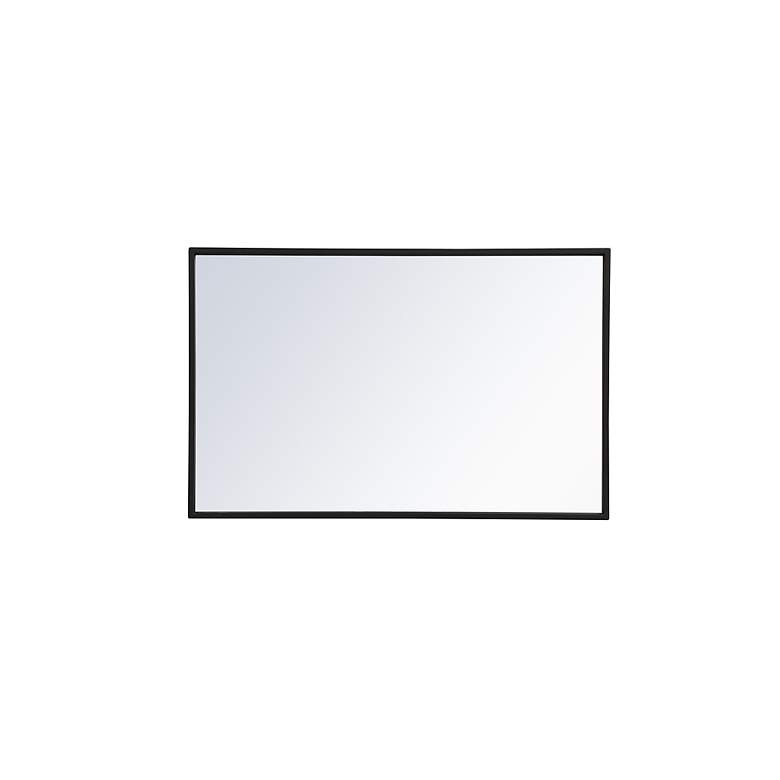 Image 6 28-in W x 18-in H Metal Frame Rectangle Wall Mirror in Black more views