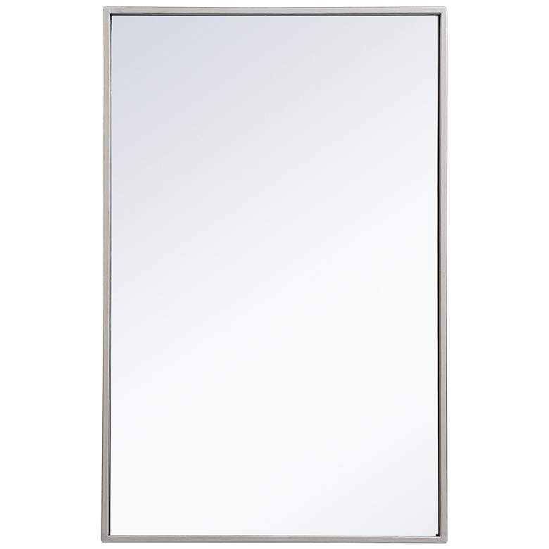 Image 1 28-in W x 18-in H Metal Frame Rectangle Wall Mirror in Silver