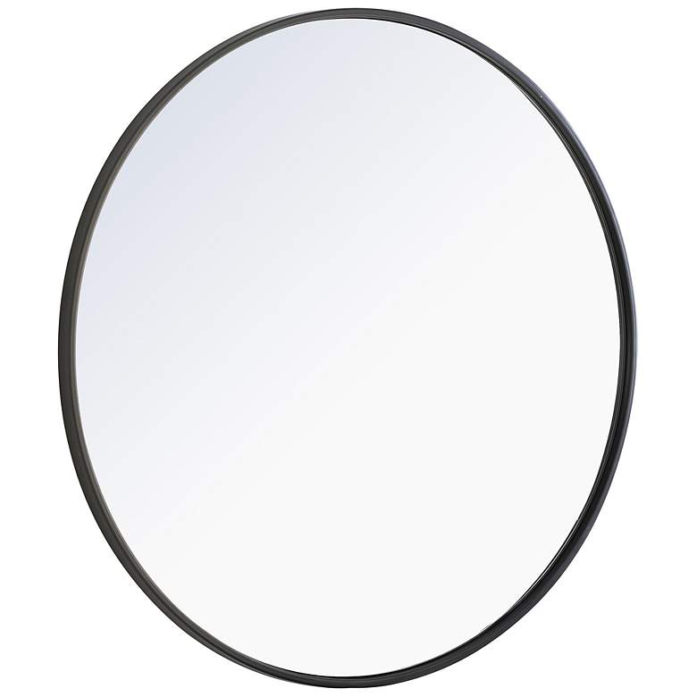 Image 7 28-in W x 28-in H Metal Frame Round Wall Mirror in Black more views