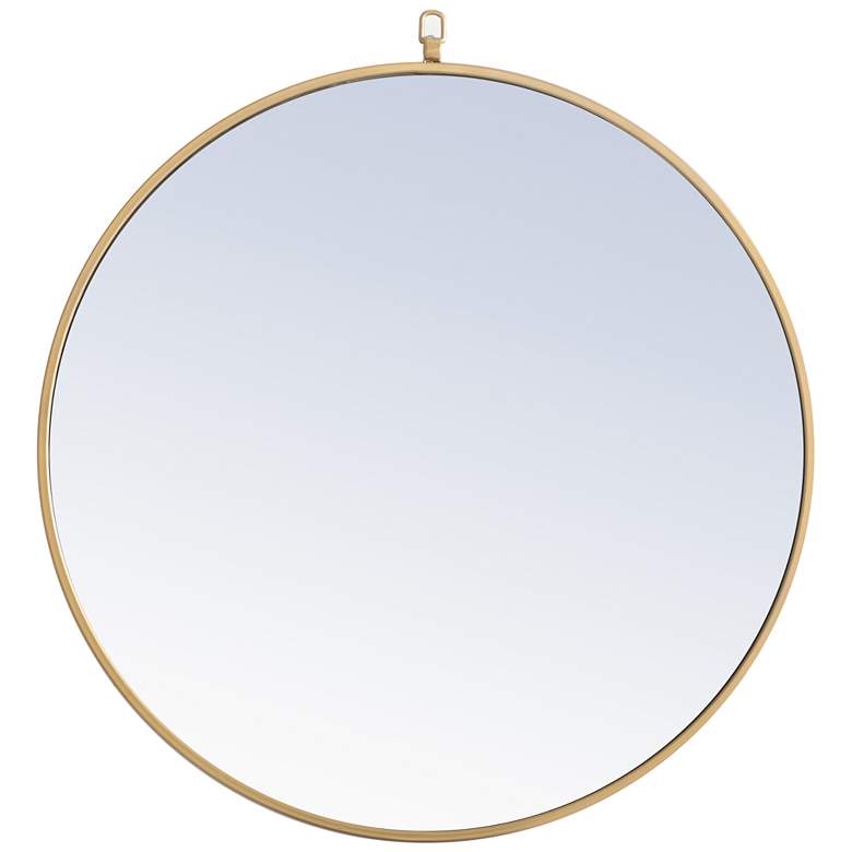 Image 1 28-in W x 28-in H Metal Frame Round Wall Mirror in Brass