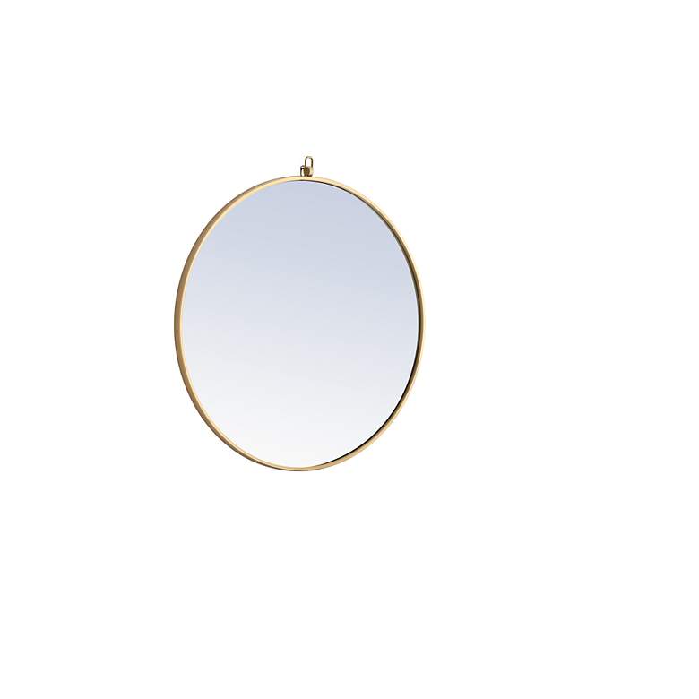 Image 3 28-in W x 28-in H Metal Frame Round Wall Mirror in Brass more views