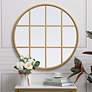 Thumbnail1 of 28-in W x 28-in H Metal Windowpane Wall Mirror in Brass