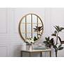 Thumbnail3 of 28-in W x 28-in H Metal Windowpane Wall Mirror in Brass more views