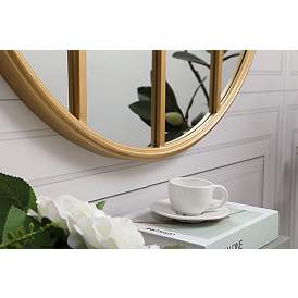 Image5 of 28-in W x 28-in H Metal Windowpane Wall Mirror in Brass more views