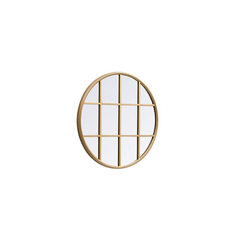 Image 6 28-in W x 28-in H Metal Windowpane Wall Mirror in Brass more views