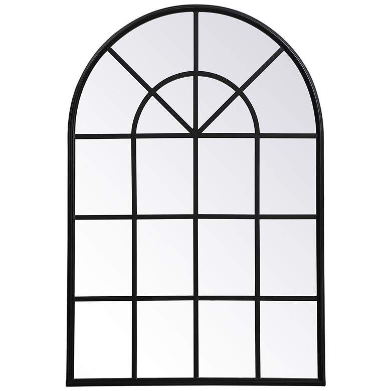 Image 1 28-in W x 41.5-in H Metal Windowpane Wall Mirror in Black