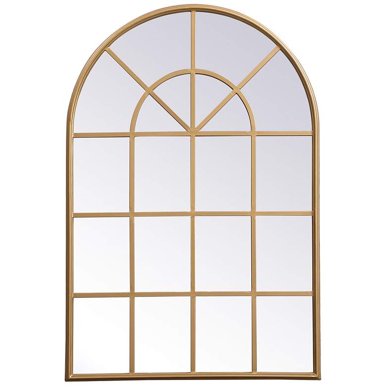 Image 1 28-in W x 41.5-in H Metal Windowpane Wall Mirror in Brass