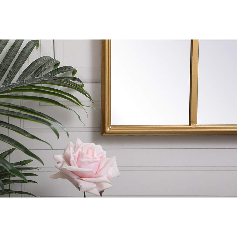 Image 4 28-in W x 41.5-in H Metal Windowpane Wall Mirror in Brass more views
