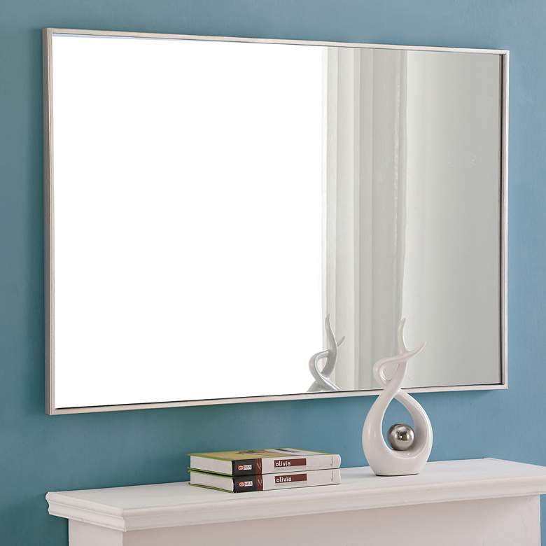 Image 1 28-in W x 42-in H Metal Frame Rectangle Wall Mirror in Silver