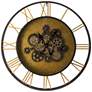 28" Antique Black and Gold Round Gear Wall Clock with Roman Numerals
