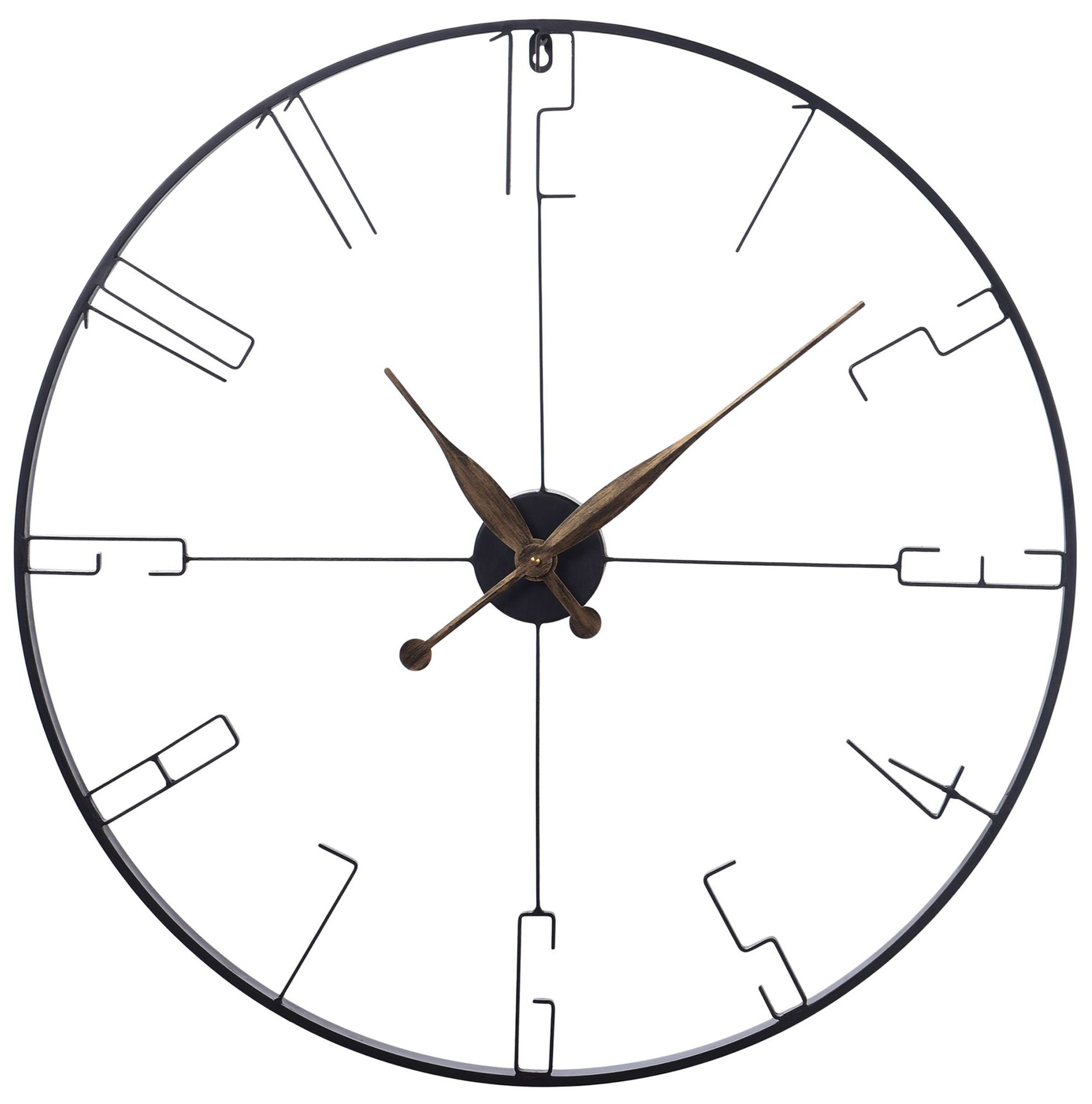 Image 2 28" Matte Black Metal Round Wall Clock With Bronze Accents