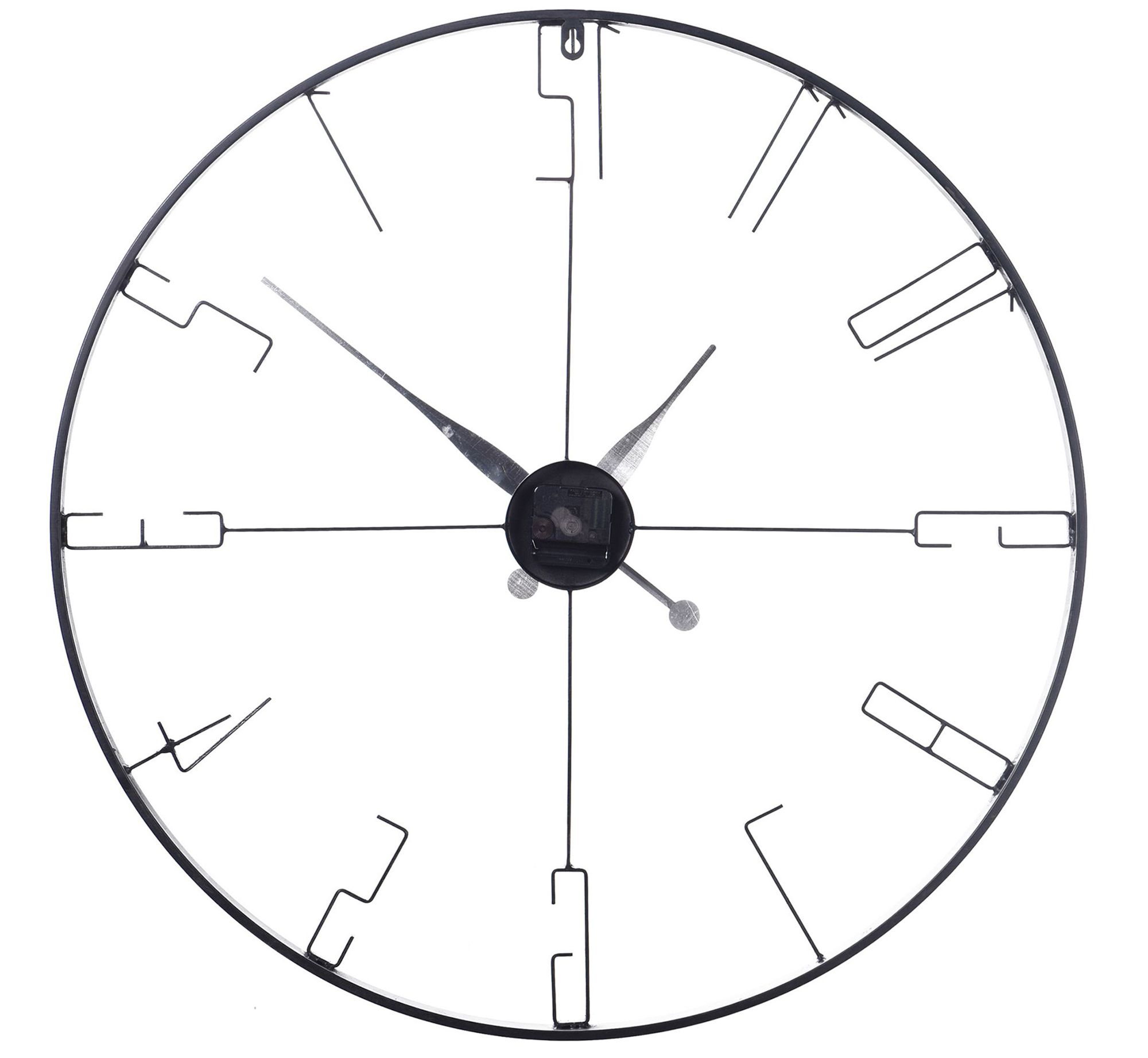 Image 4 28" Matte Black Metal Round Wall Clock With Bronze Accents more views