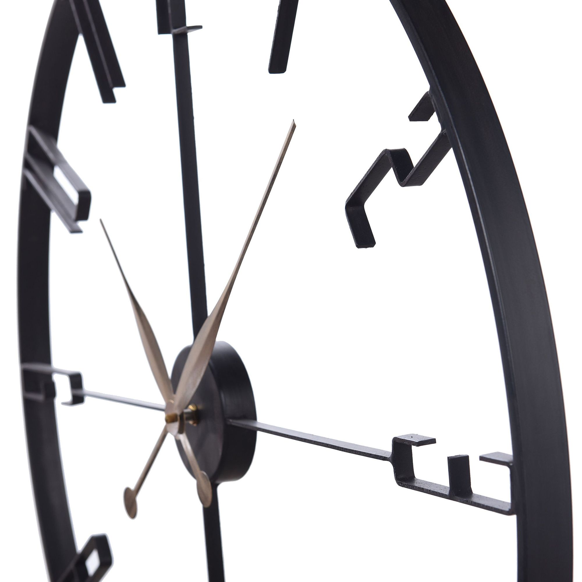 Image 6 28" Matte Black Metal Round Wall Clock With Bronze Accents more views