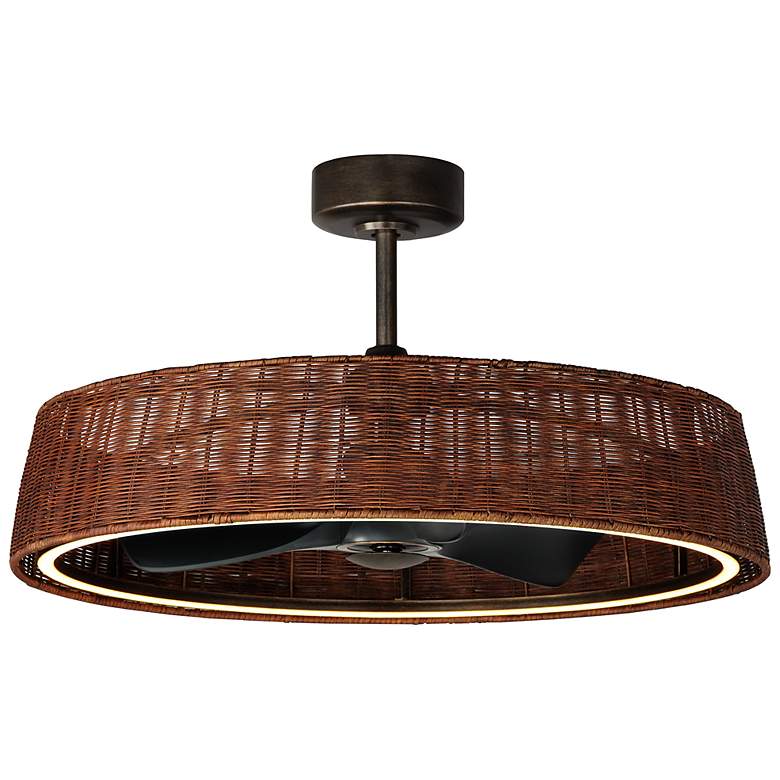 Image 1 28 inch Maxim Tulum Dark Stained Rattan LED Smart Fandelier