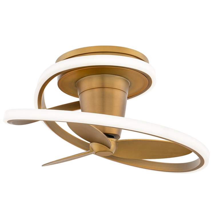Image 1 28" Modern Forms Veloce Aged Brass LED Damp Smart Hugger Ceiling Fan