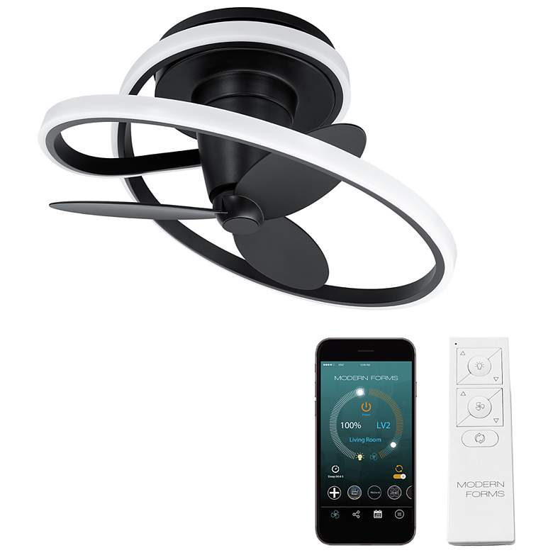 Image 1 28" Modern Forms Veloce Black LED Outdoor Smart Hugger Ceiling Fan