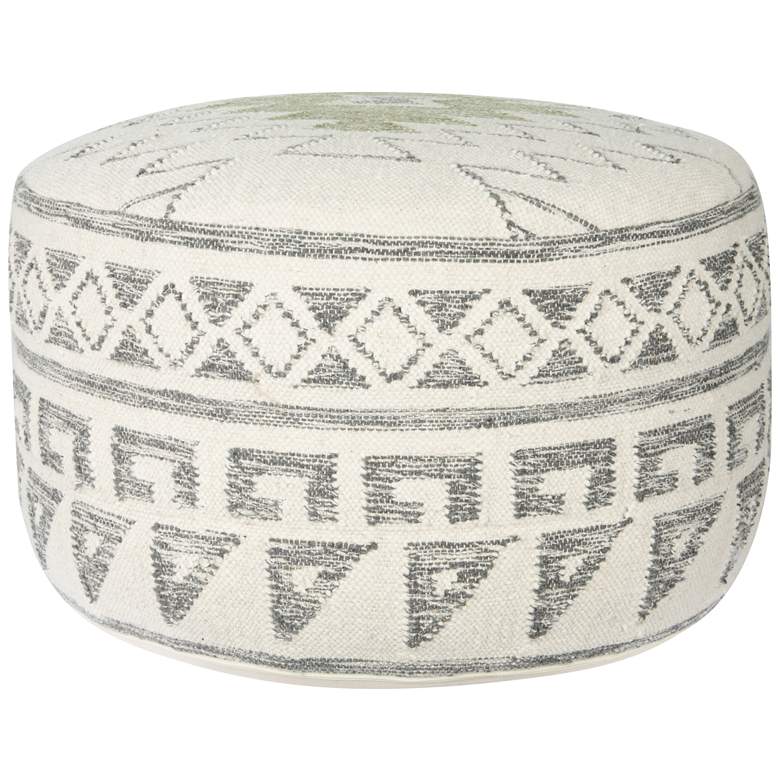 Image 1 28" Round Wool Blend Kilim Pouf