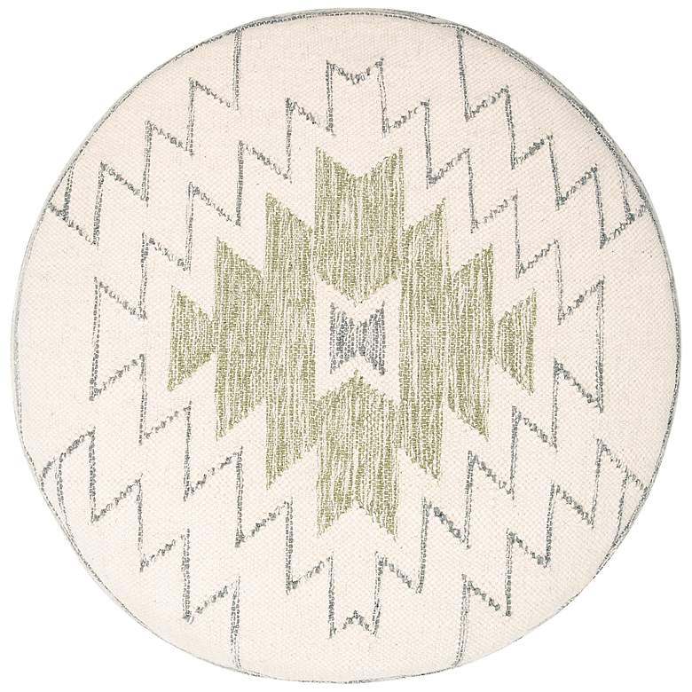 Image 6 28" Round Wool Blend Kilim Pouf more views