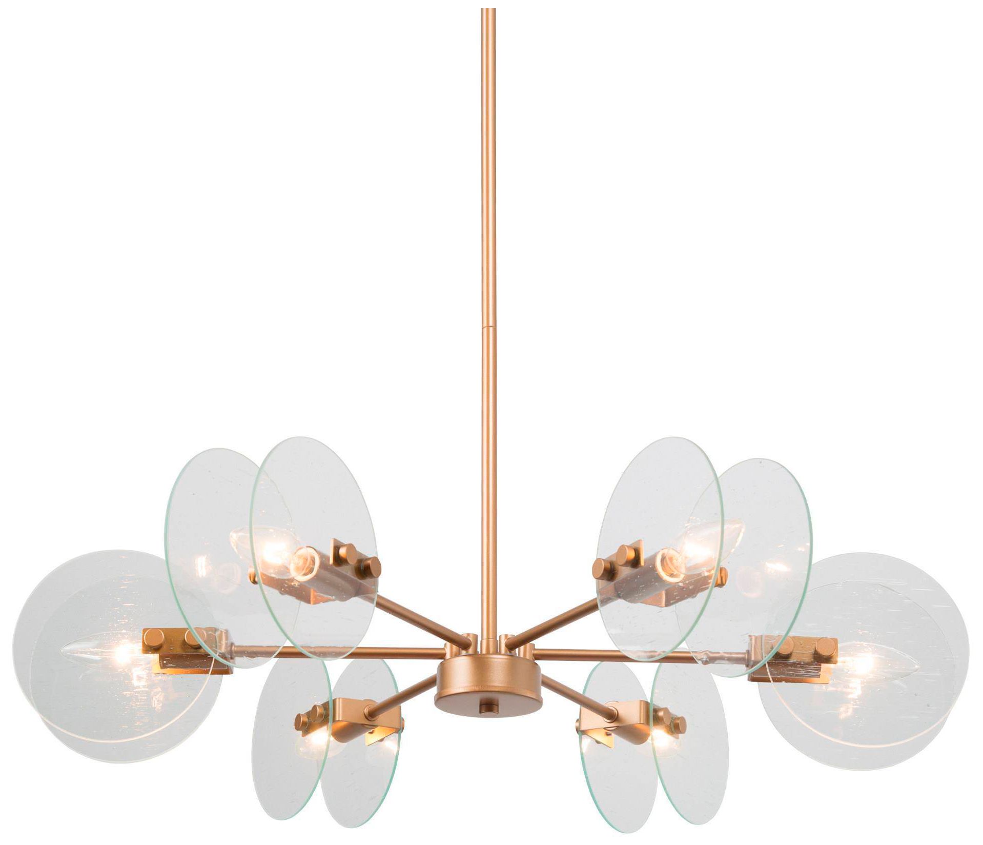 28"W 6-Light Gold Wheel Glass Chandelier