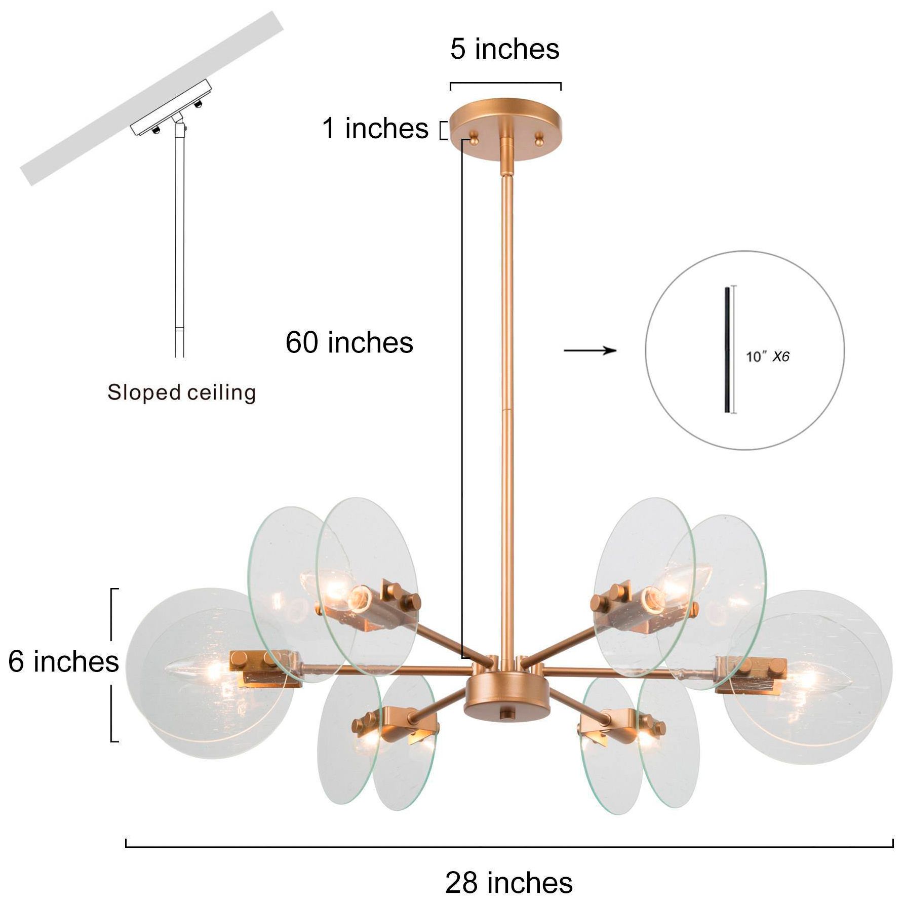 Image 2 28"W 6-Light Gold Wheel Glass Chandelier more views