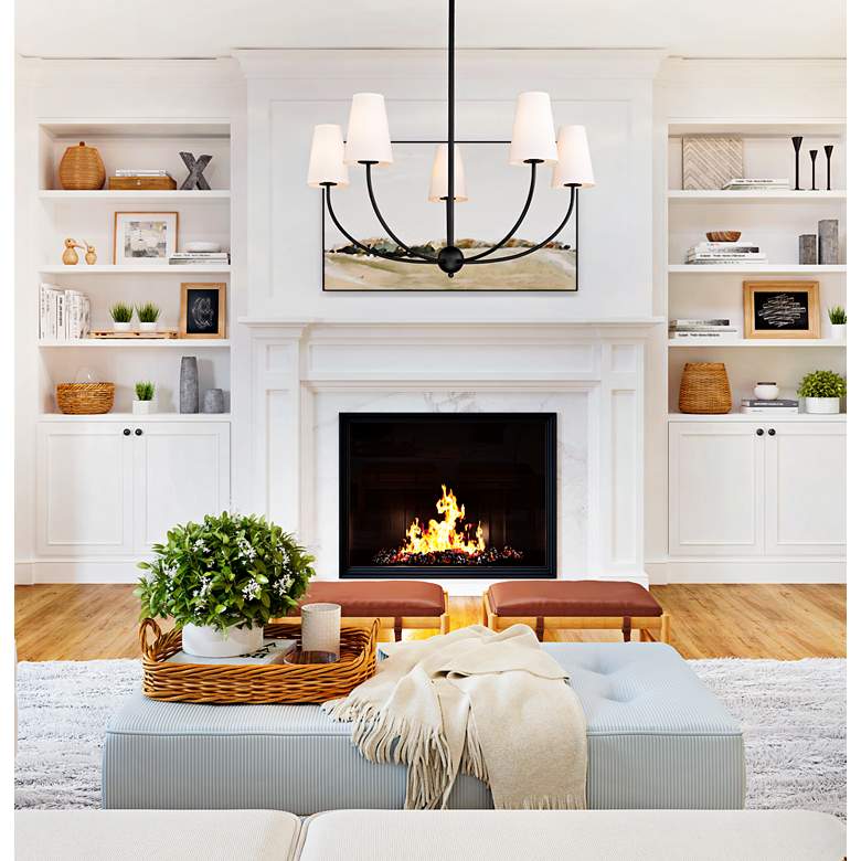 Image 1 Shannon 32" Wide Matte Black 5-Light Chandelier in scene