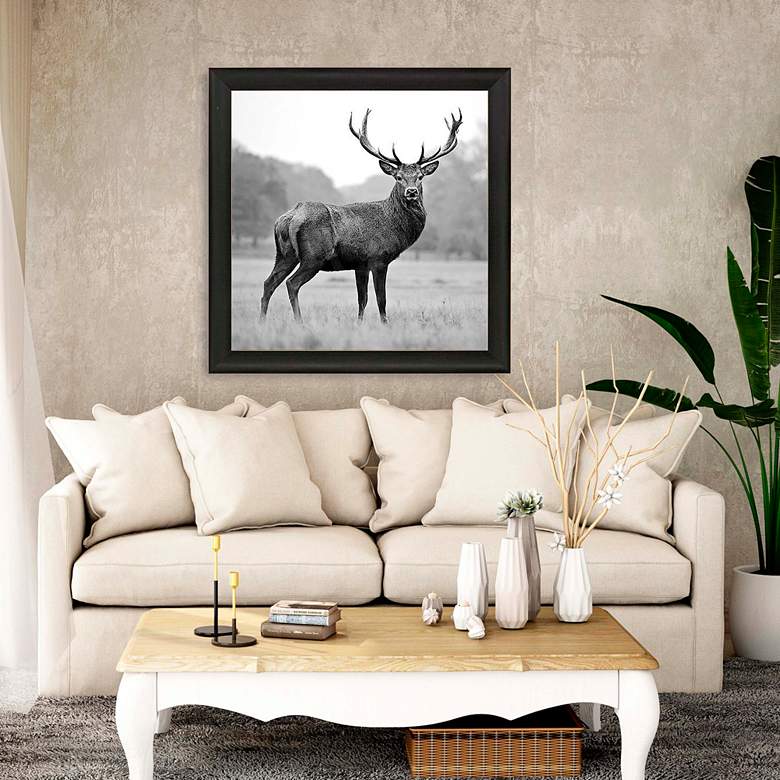 Image 1 Proud Deer 35 inch Square Giclee Framed Wall Art in scene