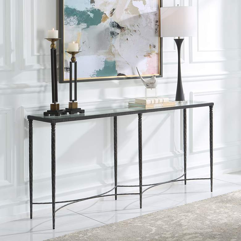 Image 1 Uttermost Washington 63 1/2" Wide Rustic Black Console Table in scene