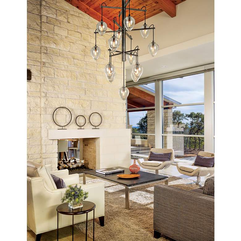 Image 1 Brixton 36" Wide Gun Metal 13-Light Tiered Pendant in scene