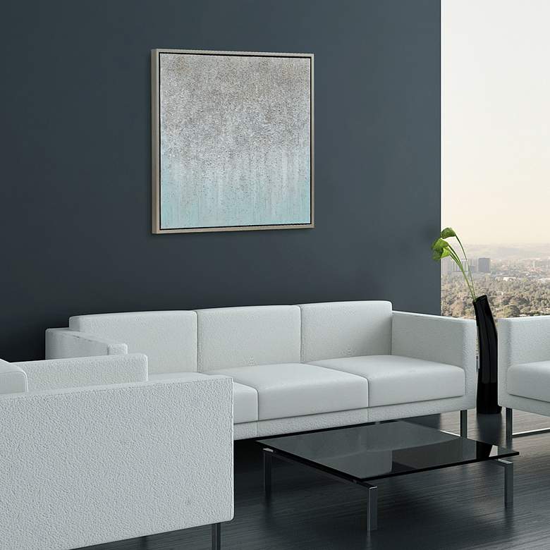 Image 1 Sliver Field 36" Square Metallic Framed Canvas Wall Art in scene