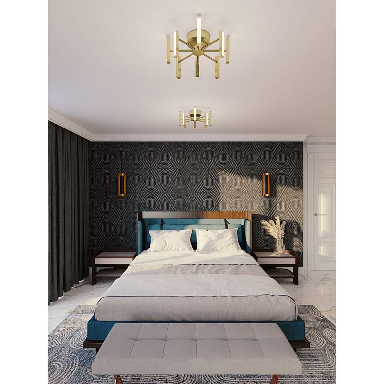 Image 1 Indra 16" Wide Satin Brass 8-Light LED Ceiling Light in scene