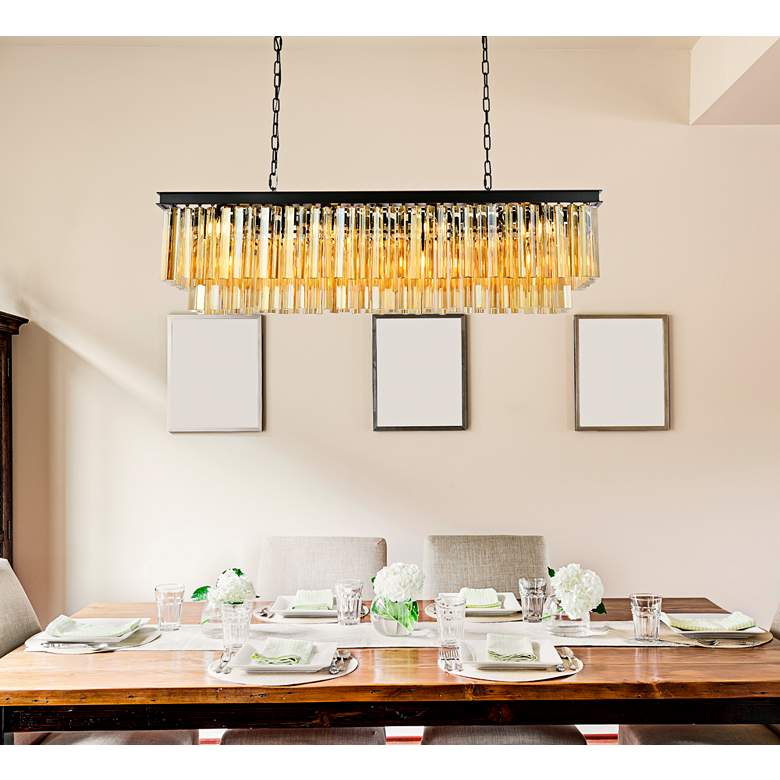 Image 1 Sydney 12 Lt Matte Black Chandelier (Golden Teak) in scene