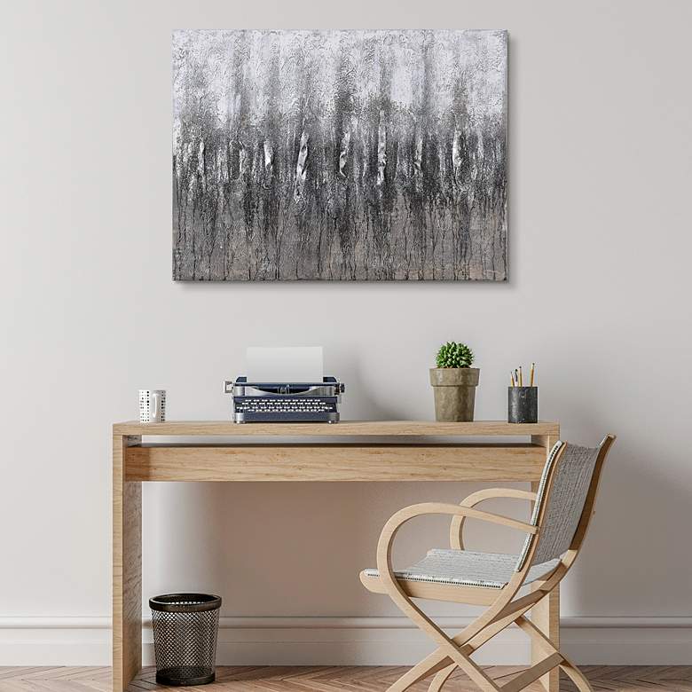 Image 1 Gray Frequency 40 inch Wide Textured Metallic Canvas Wall Art in scene