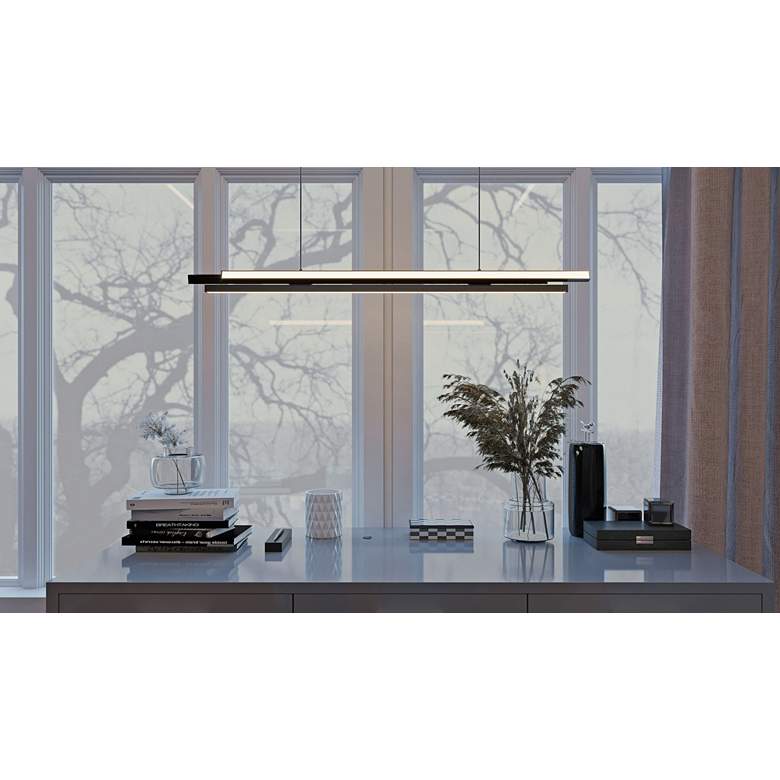 Image 1 AFX Indra 44" Wide Black Finish Modern LED Linear Pendant in scene