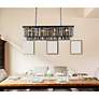 Sydney 50"W Matte Black and Silver Crystal Linear Chandelier in scene